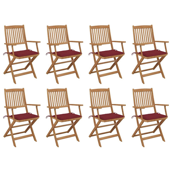 vidaXL Chaises de jardin pliantes avec coussins 8 pcs Bois d'acacia massif