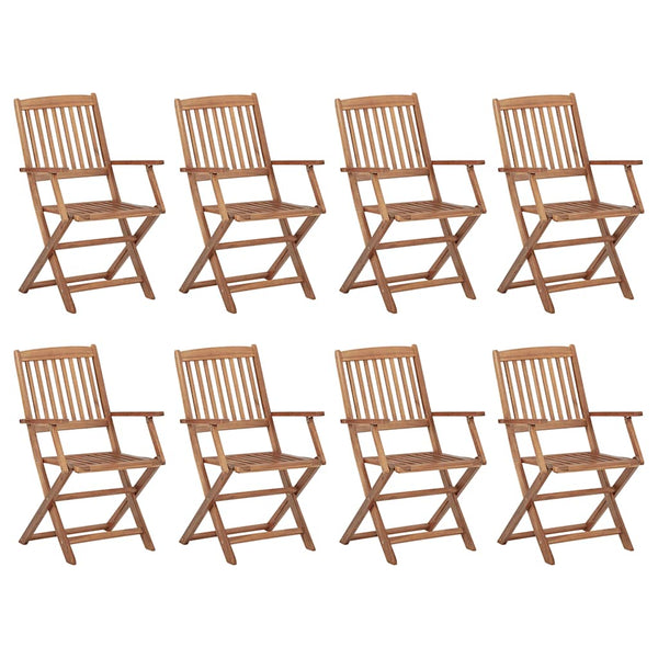 vidaXL Chaises de jardin pliantes avec coussins 8 pcs Bois d'acacia massif