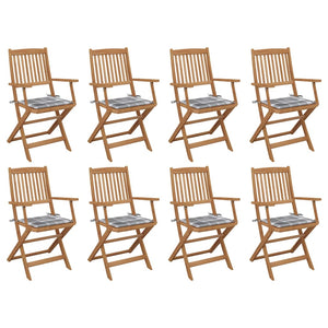 Klappbare Gartenstühle mit Kissen 8 Stk. Massivholz Akazie