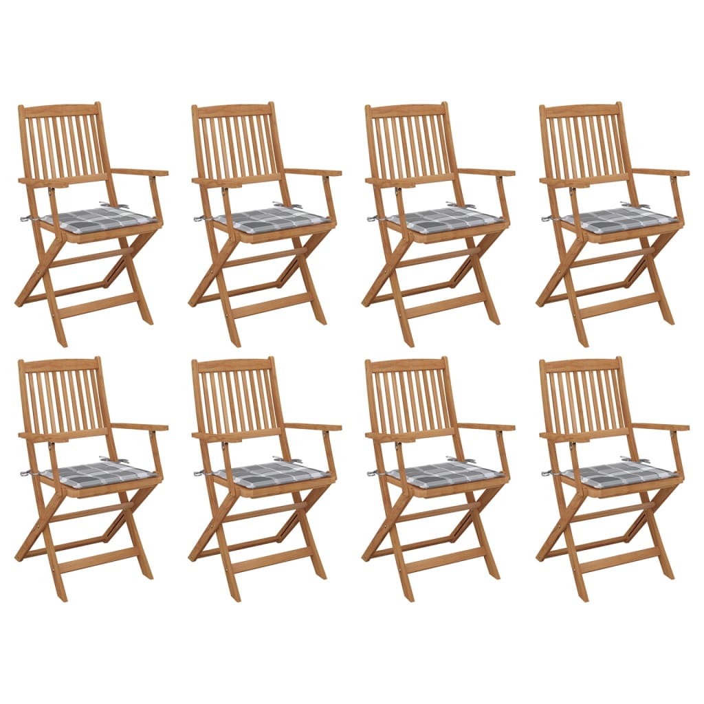 Klappbare Gartenstühle mit Kissen 8 Stk. Massivholz Akazie