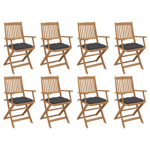 vidaXL Chaises de jardin pliantes avec coussins 8 pcs Bois d'acacia massif