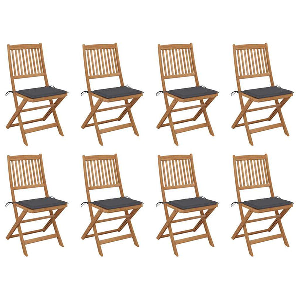 Klappbare Gartenstühle mit Kissen 8 Stk. Massivholz Akazie