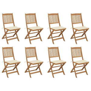 vidaXL Chaises de jardin pliantes avec coussins 8 pcs Bois d'acacia massif