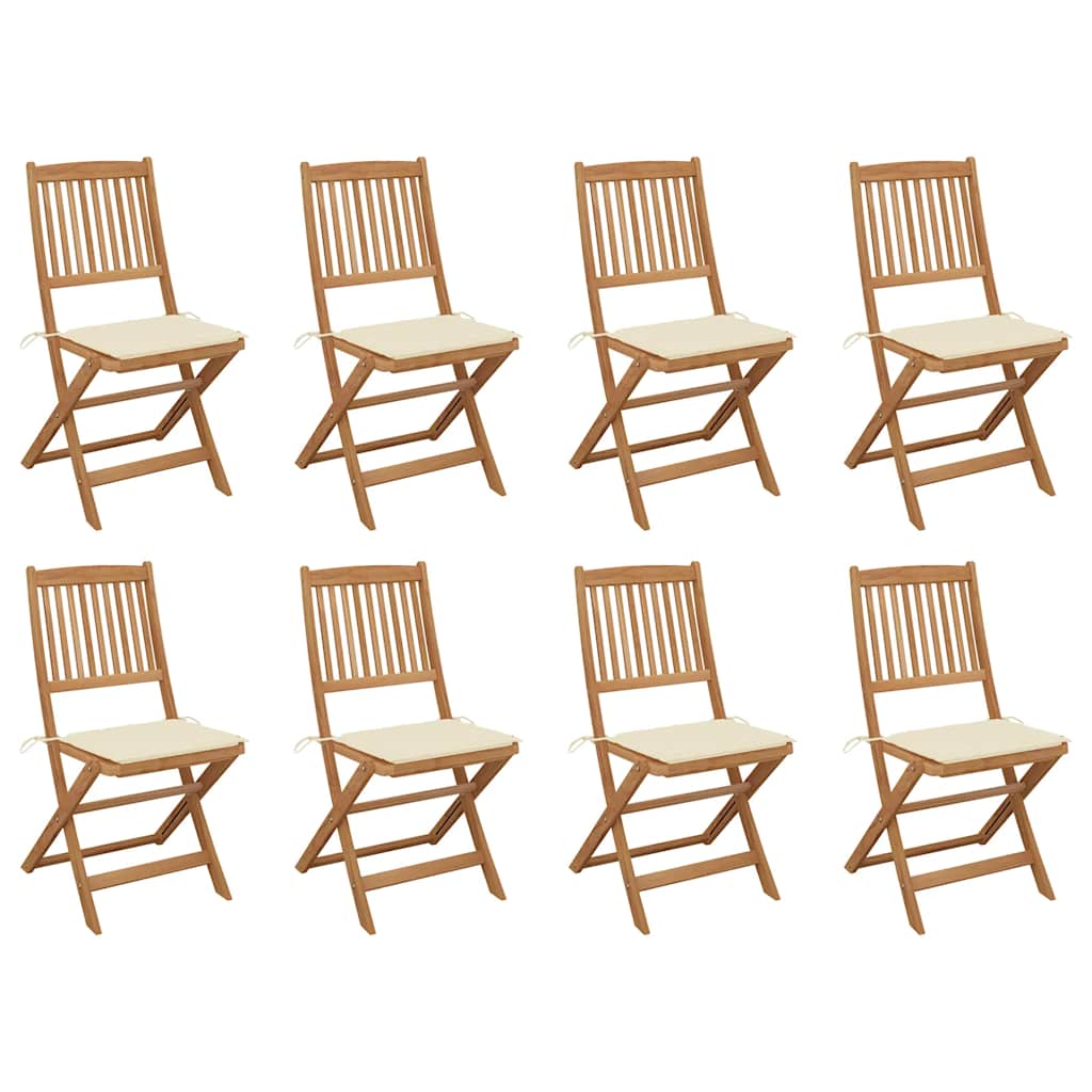 vidaXL Chaises de jardin pliantes avec coussins 8 pcs Bois d'acacia massif