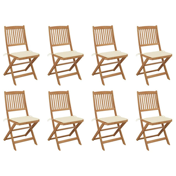 vidaXL Chaises de jardin pliantes avec coussins 8 pcs Bois d'acacia massif