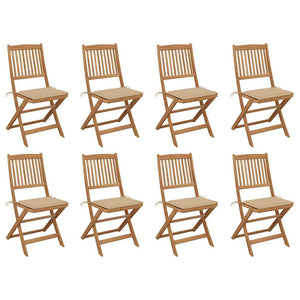 vidaXL Chaises de jardin pliantes avec coussins 8 pcs Bois d'acacia massif