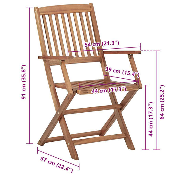 vidaXL Chaises de jardin pliantes avec coussins 8 pcs Bois d'acacia massif