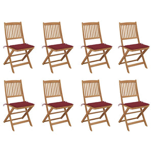 vidaXL Chaises de jardin pliantes avec coussins 8 pcs Bois d'acacia massif