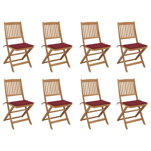 vidaXL Chaises de jardin pliantes avec coussins 8 pcs Bois d'acacia massif