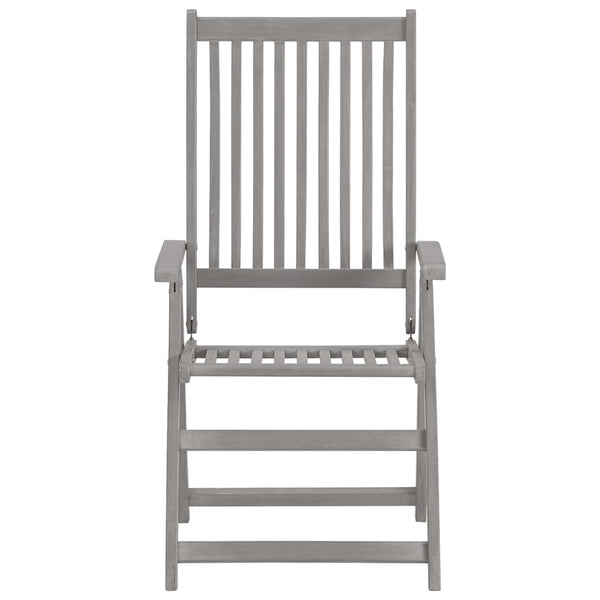 Verstellbare Gartenstühle mit Auflagen 8 Stk. Grau Akazienholz