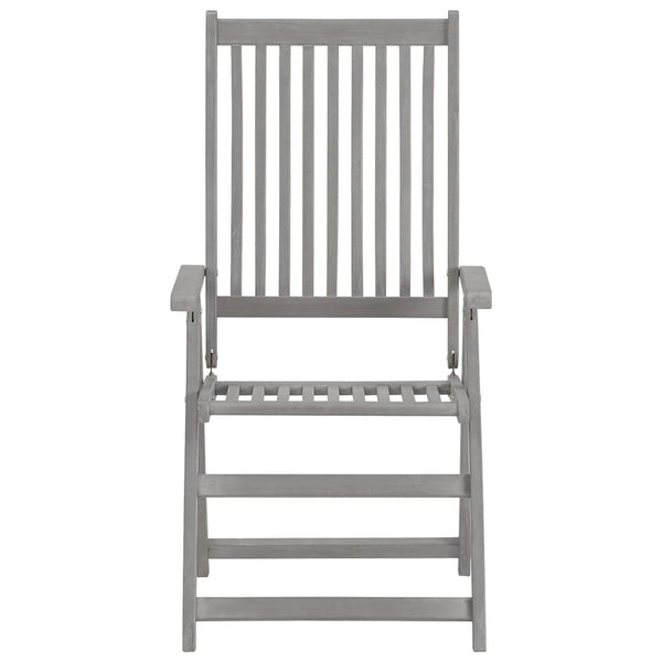 Verstellbare Gartenstühle mit Auflagen 8 Stk. Grau Akazienholz