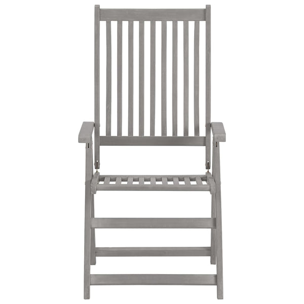 Verstellbare Gartenstühle mit Auflagen 8 Stk. Grau Akazienholz