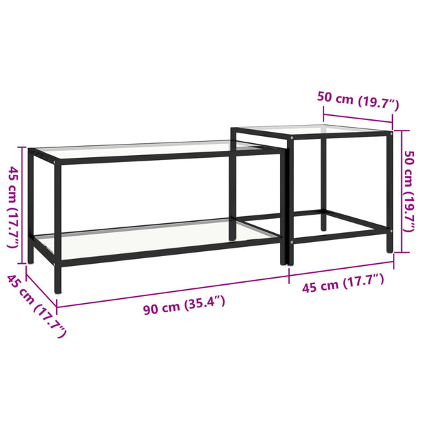Beistelltische 2er Set Hartglas Transparent