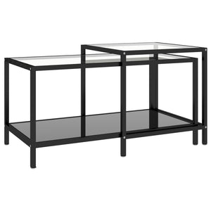 Schwarze Glas-Beistelltische, 2er-Set