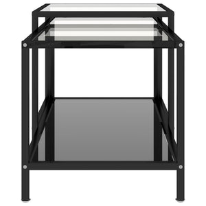 Schwarze Glas-Beistelltische, 2er-Set
