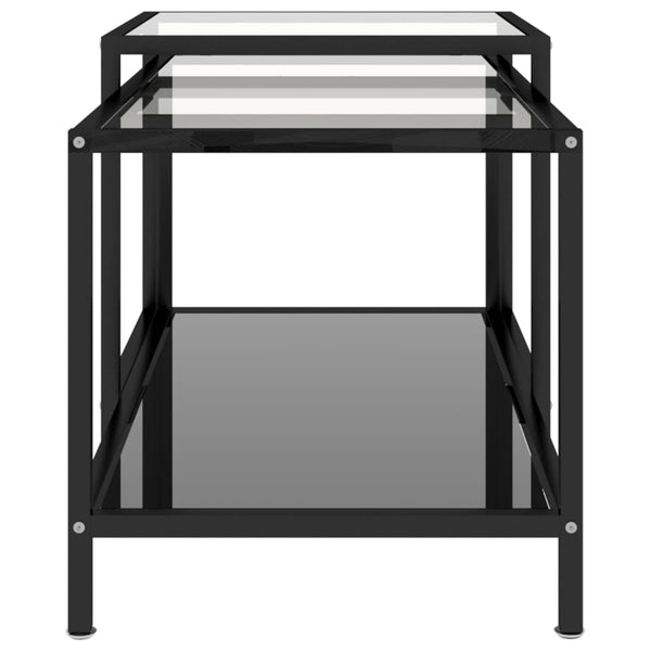Schwarze Glas-Beistelltische, 2er-Set
