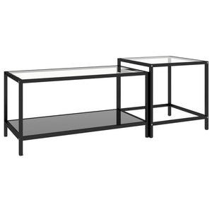 Schwarze Glas-Beistelltische, 2er-Set
