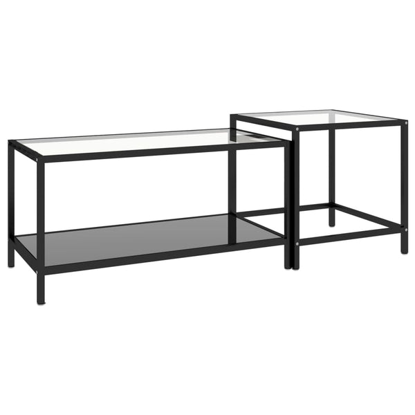 Schwarze Glas-Beistelltische, 2er-Set