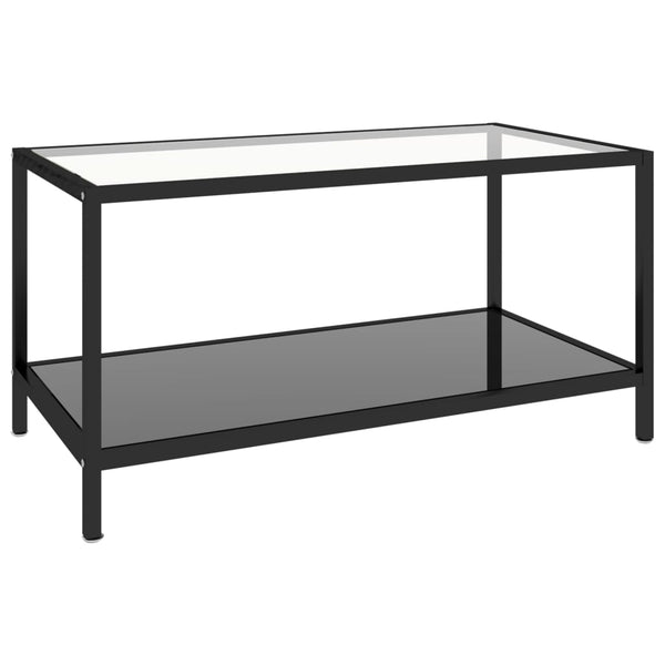 Schwarze Glas-Beistelltische, 2er-Set