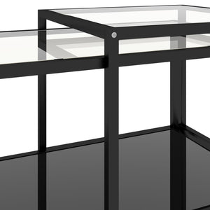 Schwarze Glas-Beistelltische, 2er-Set