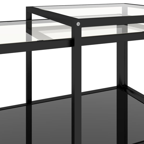 Schwarze Glas-Beistelltische, 2er-Set