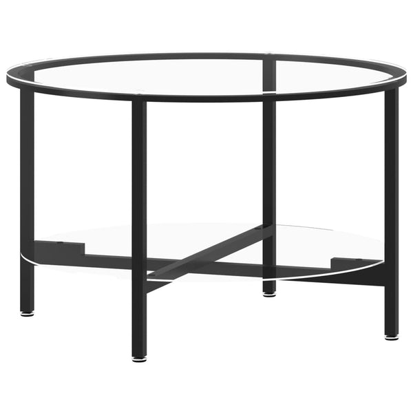 Beistelltisch Schwarz Transparent 70cm Hartglas