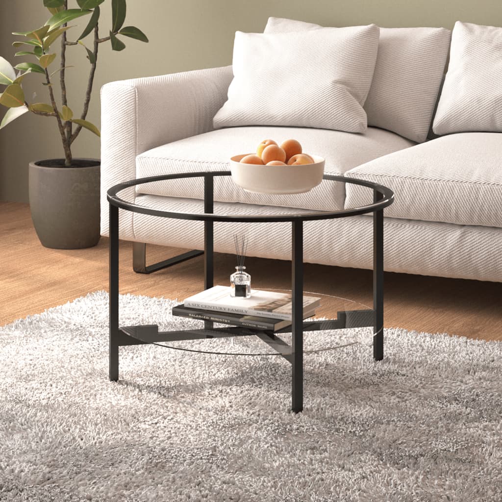 Beistelltisch Schwarz Transparent 70cm Hartglas