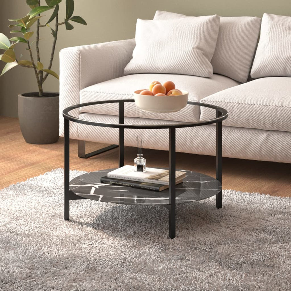 Schwarzer Beistelltisch Marmor-Optik, 70cm