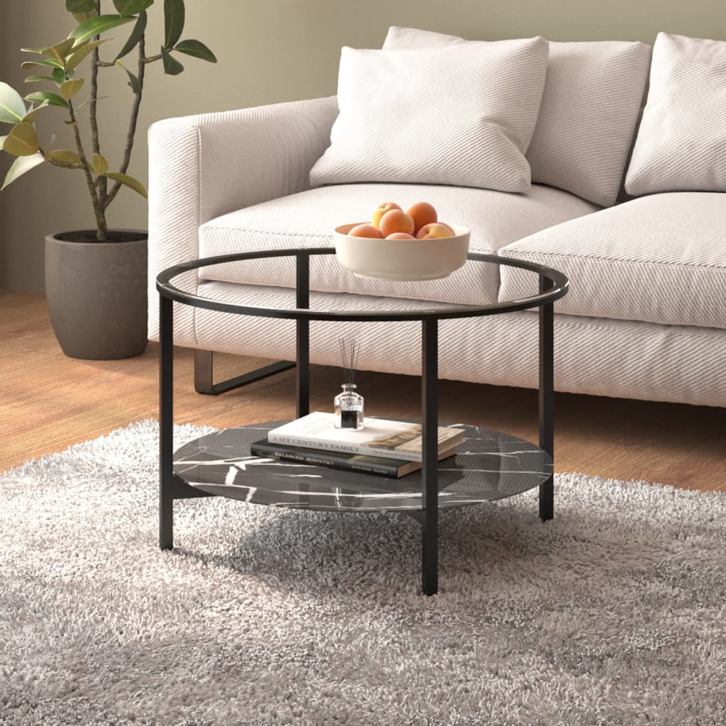 Schwarzer Beistelltisch Marmor-Optik, 70cm