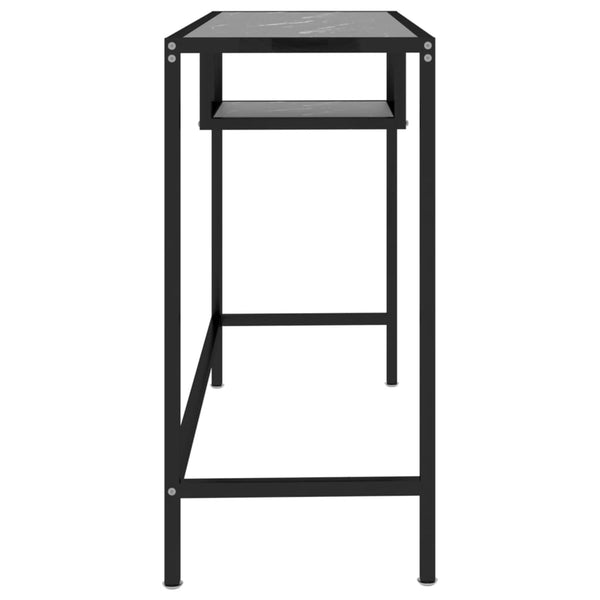 Computertisch Schwarz Marmor Hartglas 100 cm