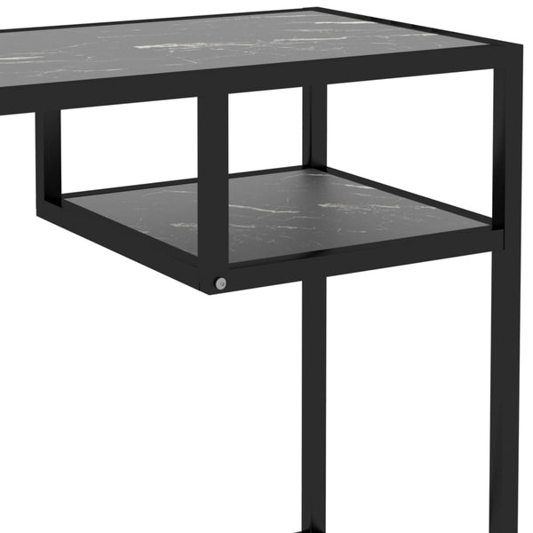 Computertisch Schwarz Marmor Hartglas 100 cm