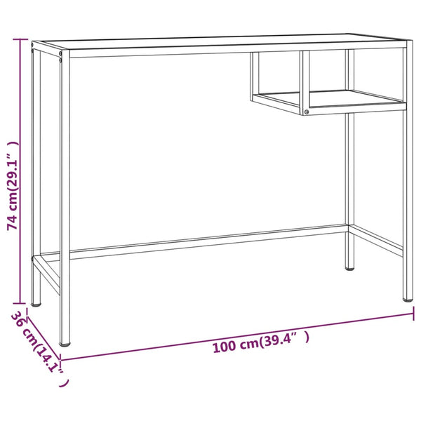 Computertisch Schwarz Marmor Hartglas 100 cm