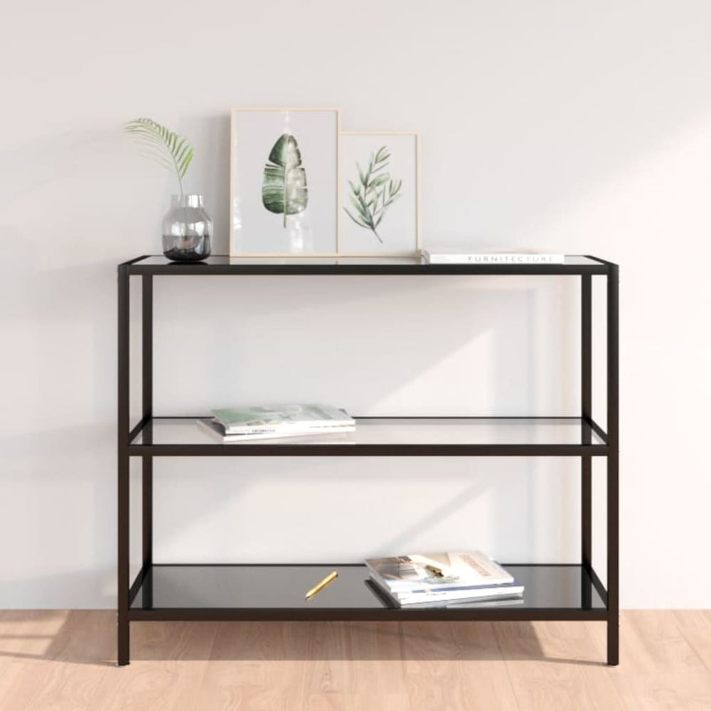 Transparentes Bücherregal mit Glasböden
