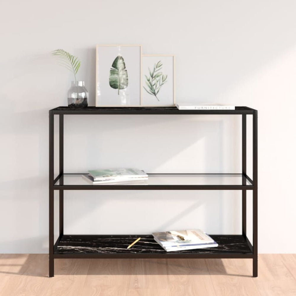 Transparentes Glasregal mit Marmor-Optik