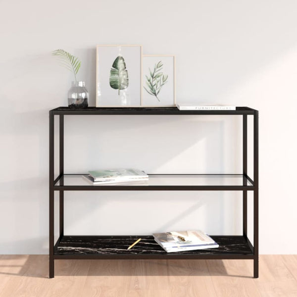 Transparentes Glasregal mit Marmor-Optik