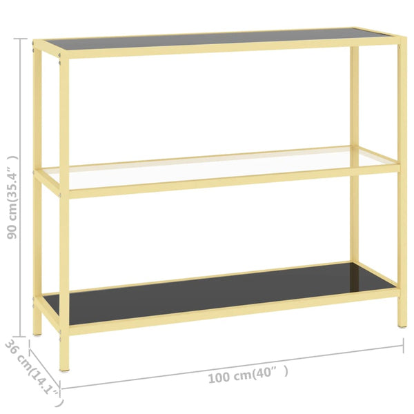 Schwarzes Glasregal, 100x36x90 cm