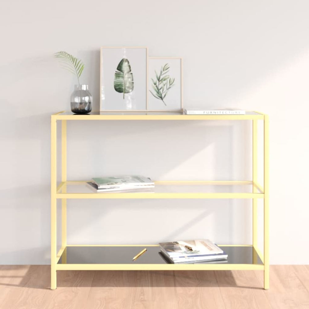 Schwarzes Glasregal, 100x36x90 cm