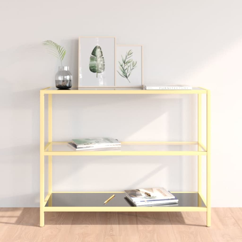 Schwarzes Glasregal, 100x36x90 cm