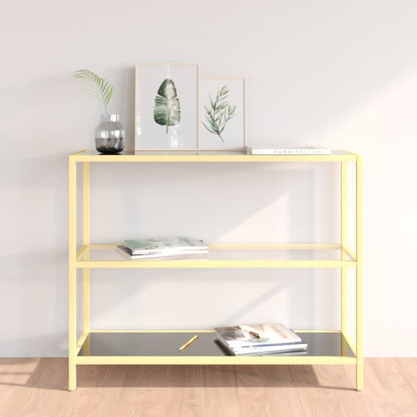 Schwarzes Glasregal, 100x36x90 cm