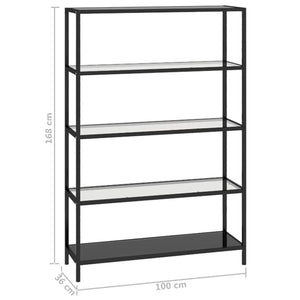 Schwarzes Glasregal, 100x36x168 cm