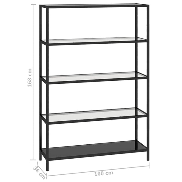 Schwarzes Glasregal, 100x36x168 cm