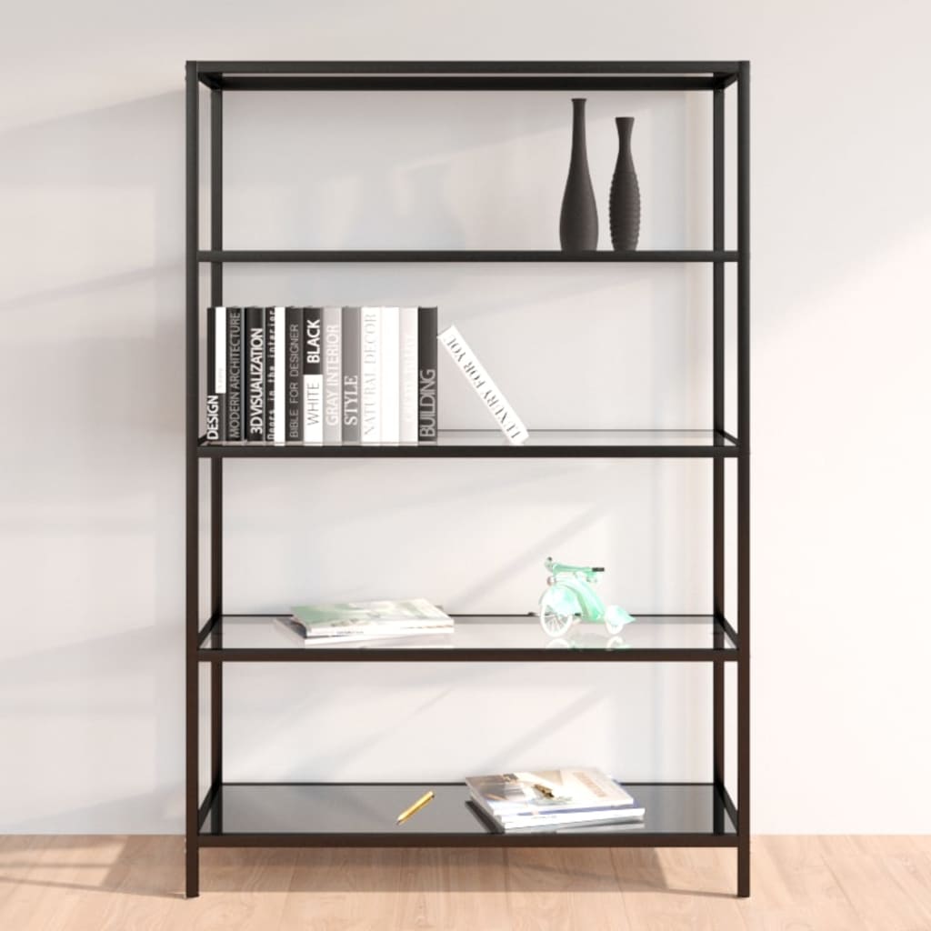 Schwarzes Glasregal, 100x36x168 cm