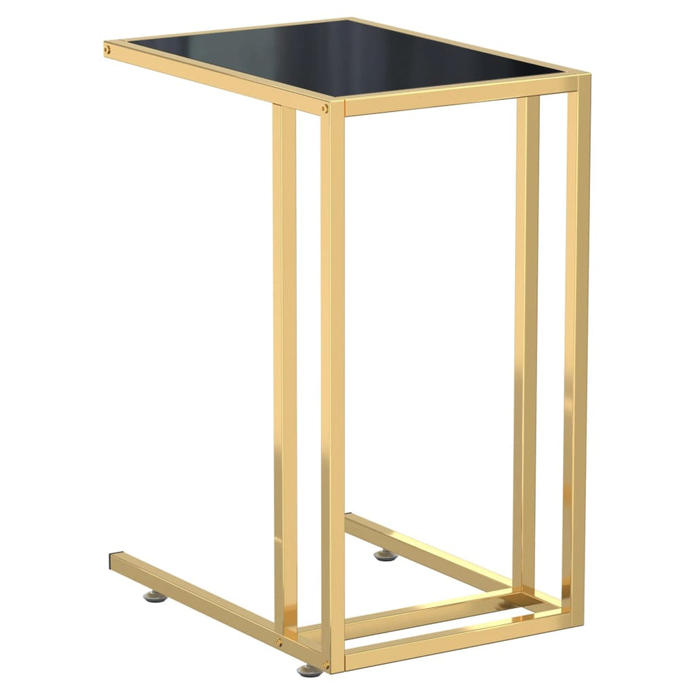 Schwarzer Computer Beistelltisch Hartglas 50x35x65cm