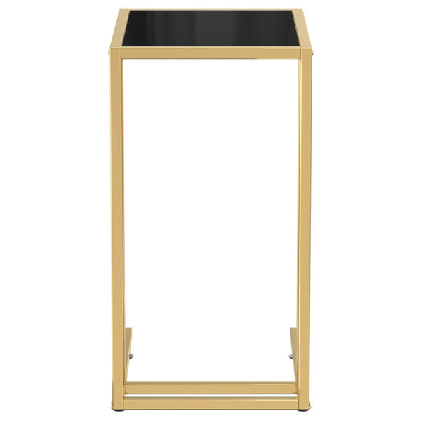 Schwarzer Computer Beistelltisch Hartglas 50x35x65cm