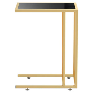 Schwarzer Computer Beistelltisch Hartglas 50x35x65cm