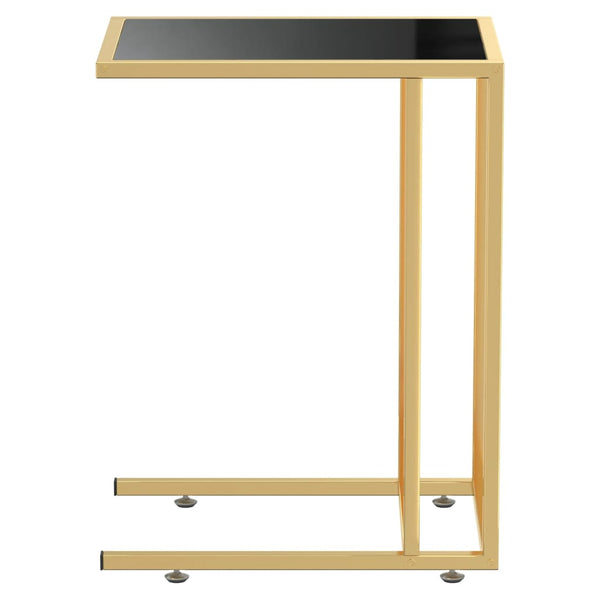 Schwarzer Computer Beistelltisch Hartglas 50x35x65cm