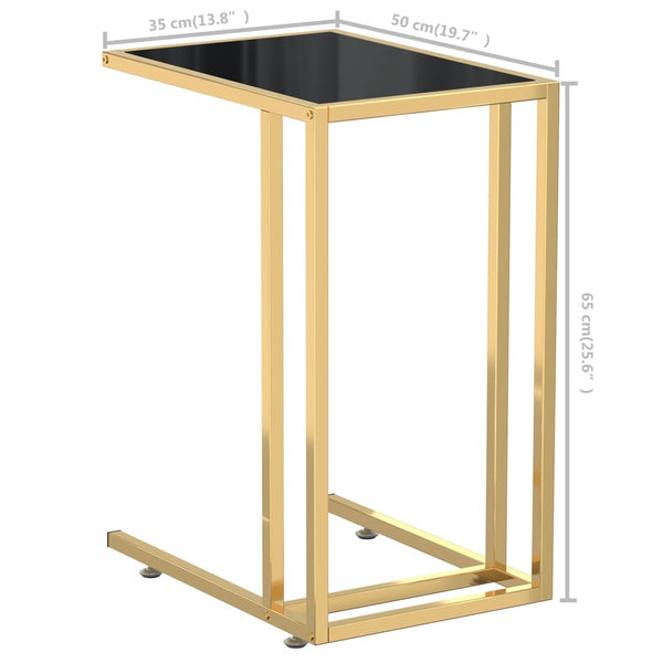 Schwarzer Computer Beistelltisch Hartglas 50x35x65cm
