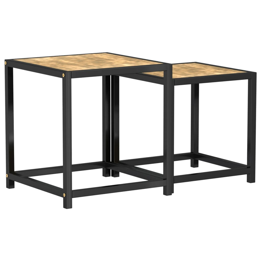 Beistelltische 2er Set Schwarz Gelb