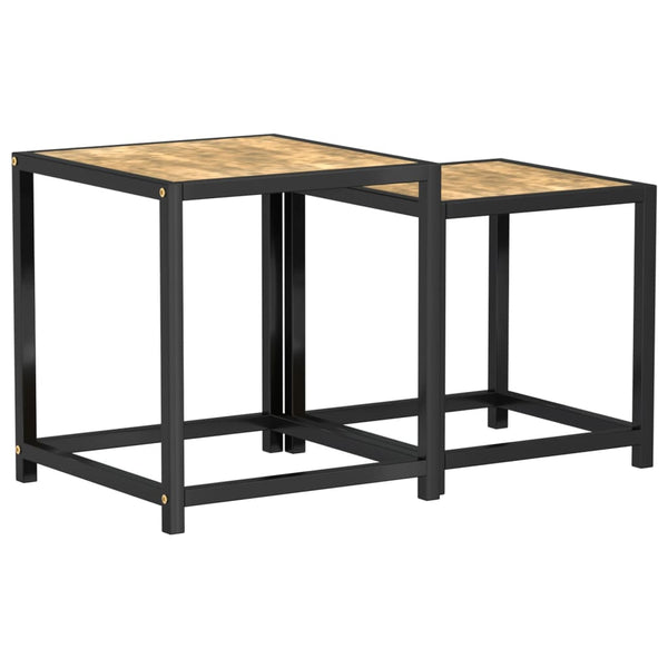 Beistelltische 2er Set Schwarz Gelb