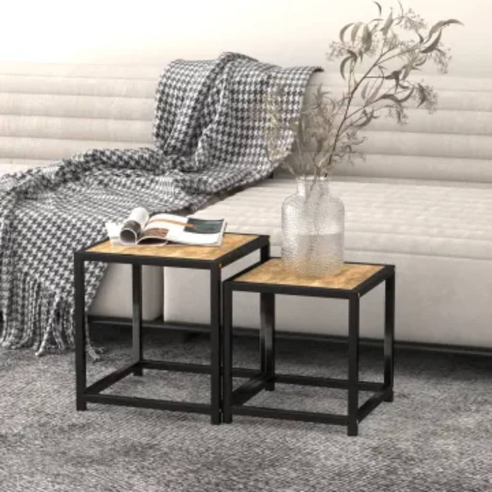 Beistelltische 2er Set Schwarz Gelb